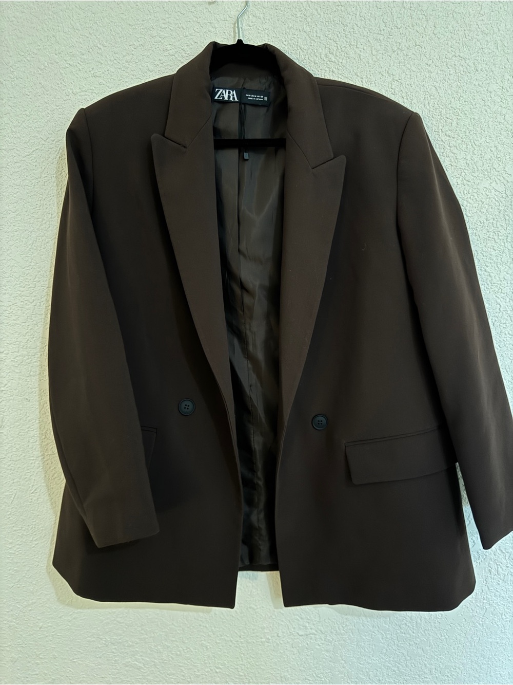 ZARA Brown Oversized Double-Breasted Women's Blazer